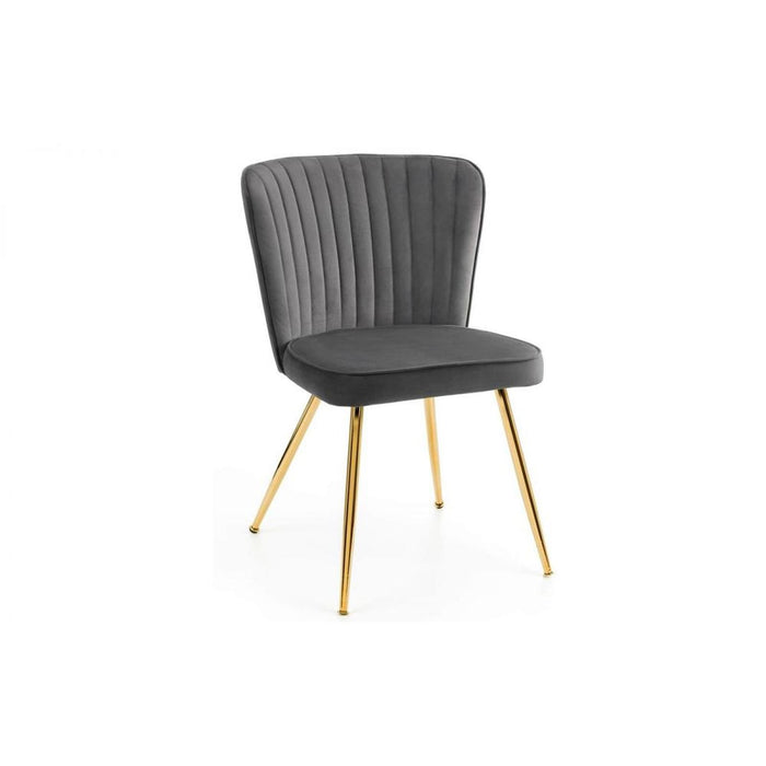 Cannes Dining Chair Grey Velvet & Gold Coloured Legs