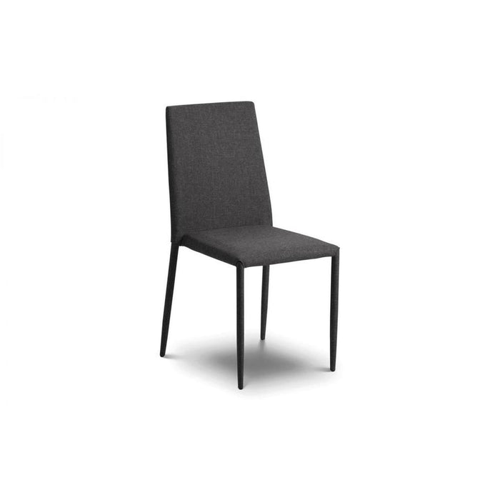 Jazz Stacking Chair Slate Grey Linen Fabric on Steel Frame