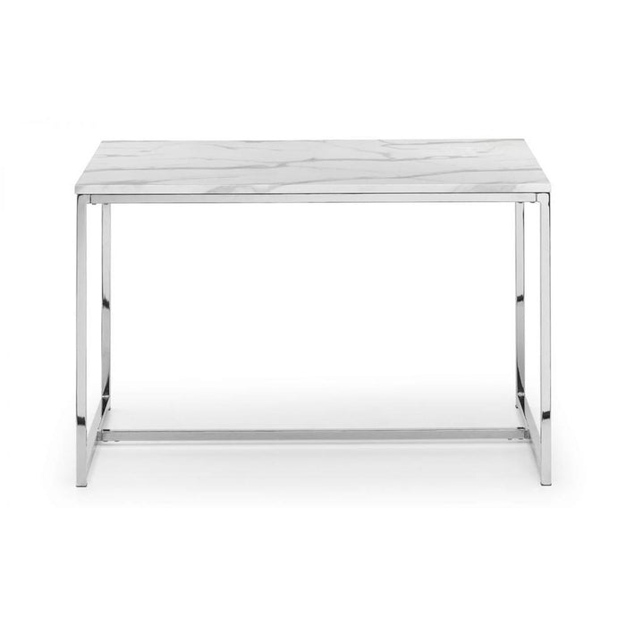 Scala White Marble Top Dining Table 80cm x 120cm Chrome Frame