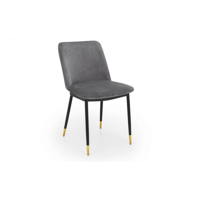 Delaunay Dining Chair Grey Velvet with Black Legs