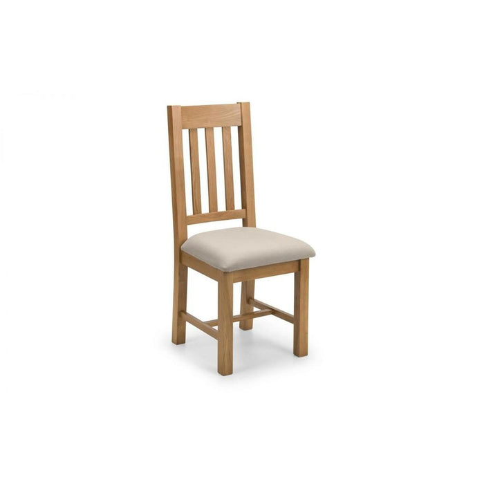Hereford Dining Chair Taupe Linen Seat Pad Solid Oak Frame