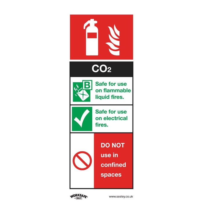 Sealey Safe Conditions Safety Sign CO2 Fire Extinguisher Self-Adhesive Vinyl Pac