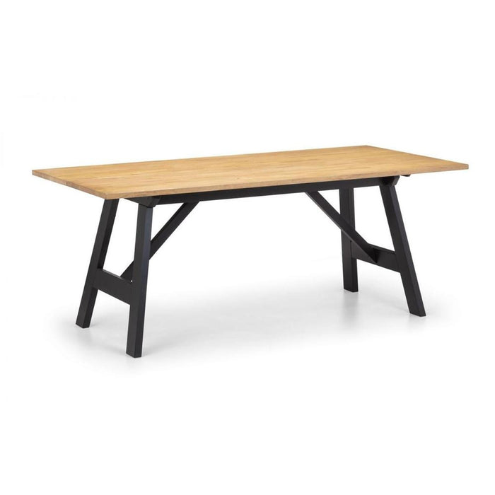 Hockley Dining Table Solid Oak Top with Black Trestle Legs