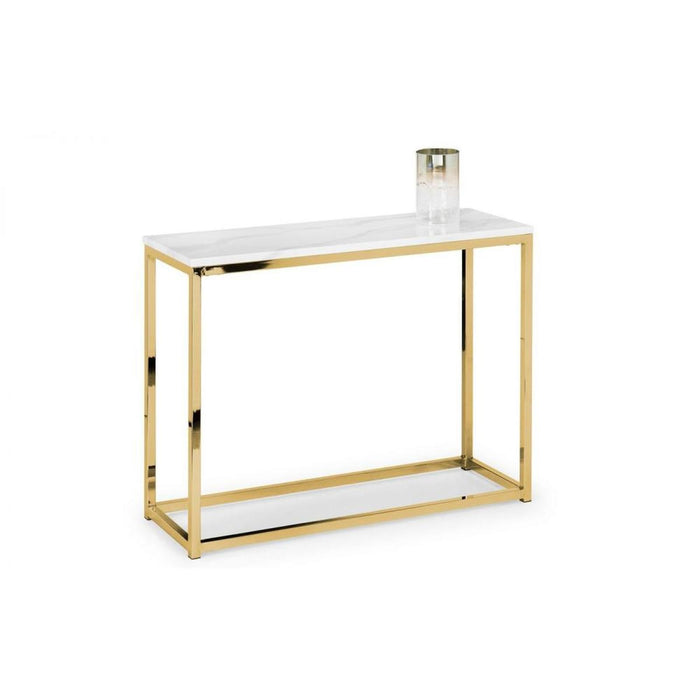 Scala White Marble Top Console Table Gold Effect Frame