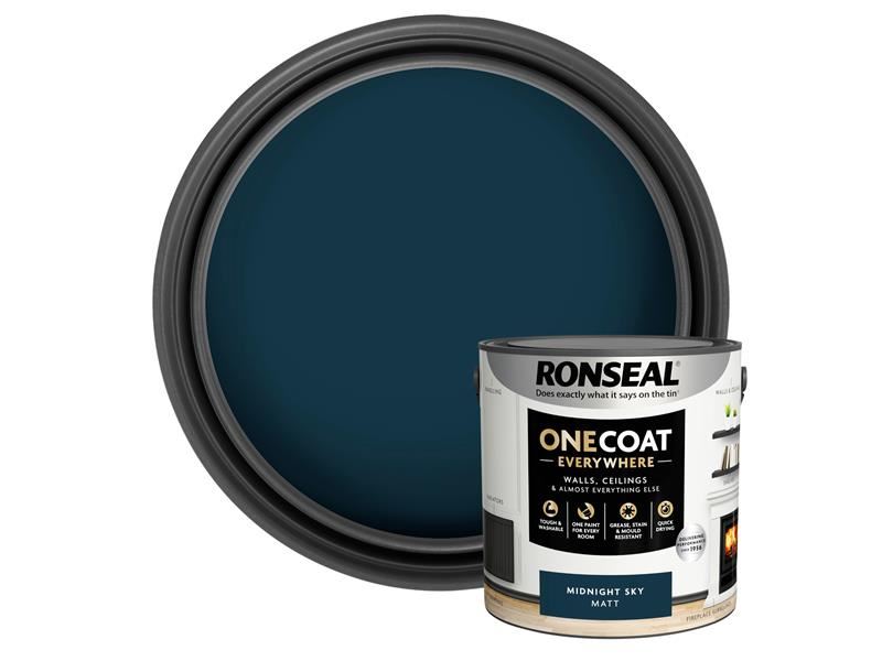 Ronseal One Coat Everywhere Interior Paint Midnight Sky Matt 2.5 litre Ronseal - Town Tools
