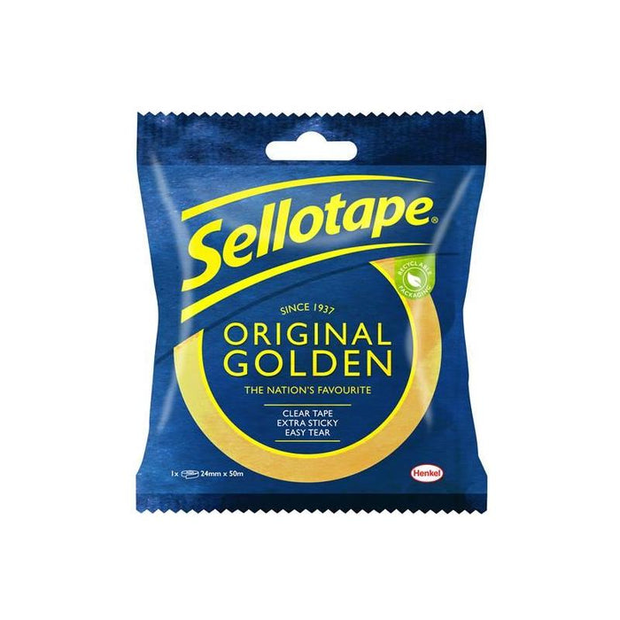 Sellotape Original Golden Sticky Tape - 1 Roll 24mm x 50m Sellotape - Town Tools