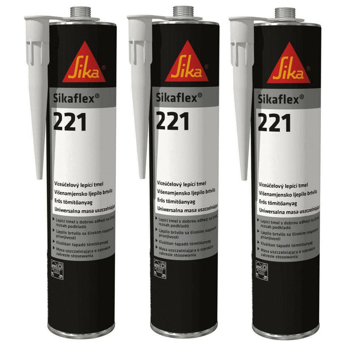 3 x Sikaflex 221 Strong Adhesive Sealant White Caravan Motorhome Boat