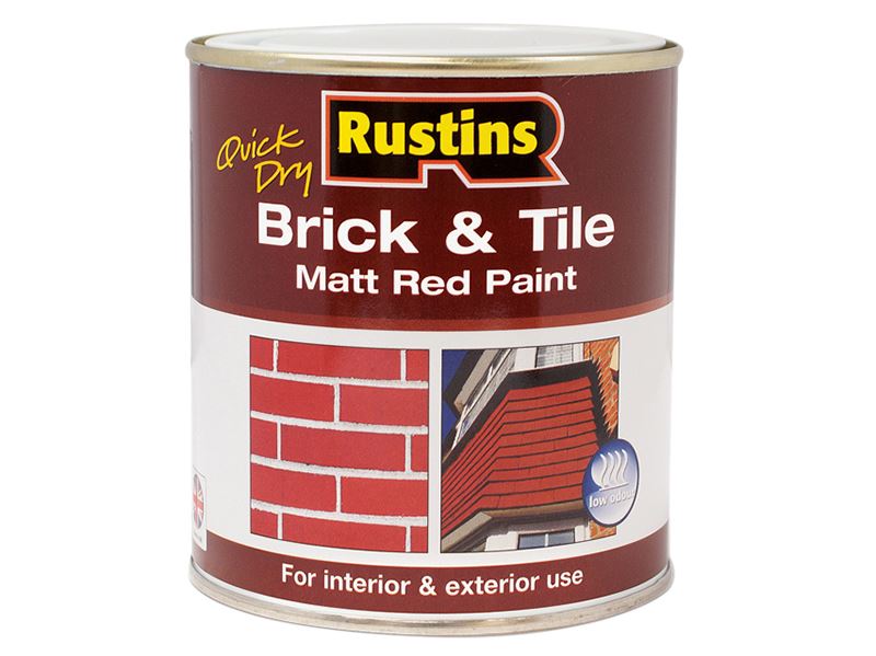 Rustins Quick Dry Brick & Tile Paint Matt Red 500ml Rustins - Town Tools