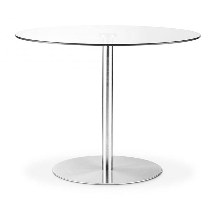 Milan Round Pedestal Table 100cm Glass Top on Chrome Base