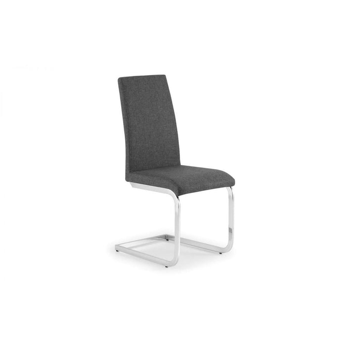 Roma Fabric Cantilever Dining Chair Slate Grey Linen & Chrome