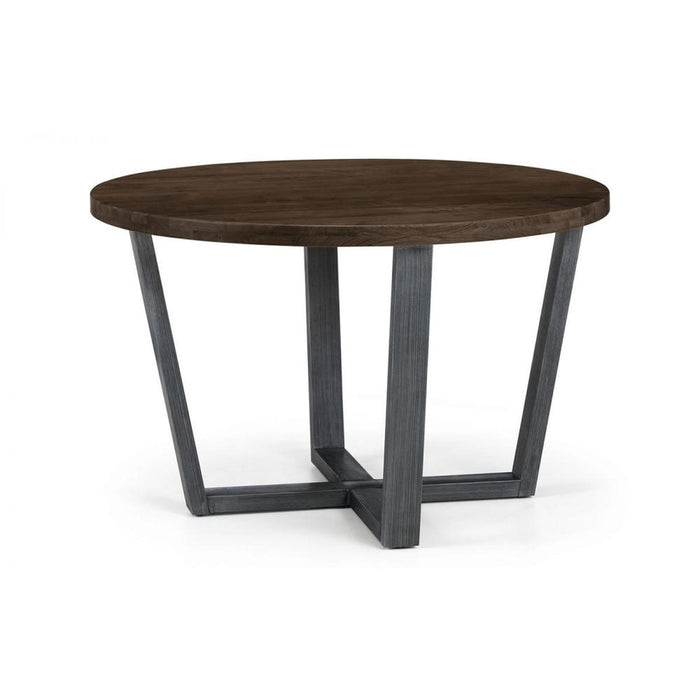 Brooklyn Round Dining Table Dark Oak & Gunmetal Trestle Legs