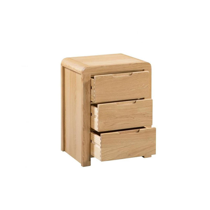 Curve 3 Drawer Bedside Unit Solid Oak & Real Oak Veneers