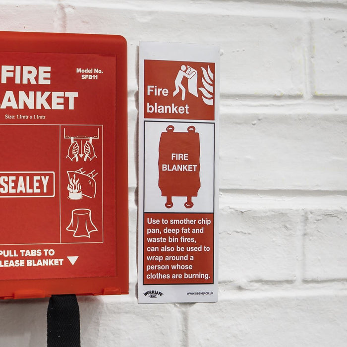 Sealey Safe Conditions Safety Sign Fire Blanket Rigid Plastic Pack of 10