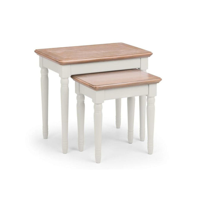Provence Nest of Tables (2) Limed Oak Top on Grey Lacquer Frame