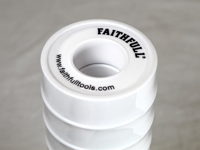 Faithfull P.T.F.E Tape 12mm x 12m White (Pack 10) Faithfull - Town Tools