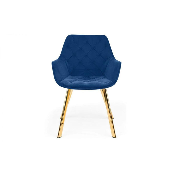Lorenzo Dining Chair Blue Velvet Fabric on Gold Coloured Legs