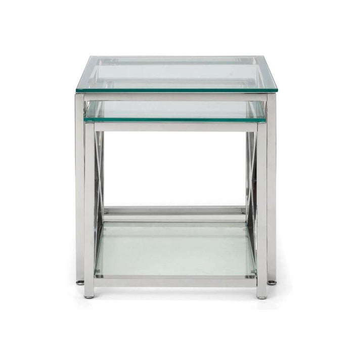Miami Nest of Tables (2) Glass Tops on Chrome Frames