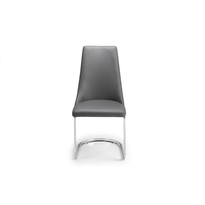 Como Cantilever Dining Chair Grey Faux Leather with Chrome Base