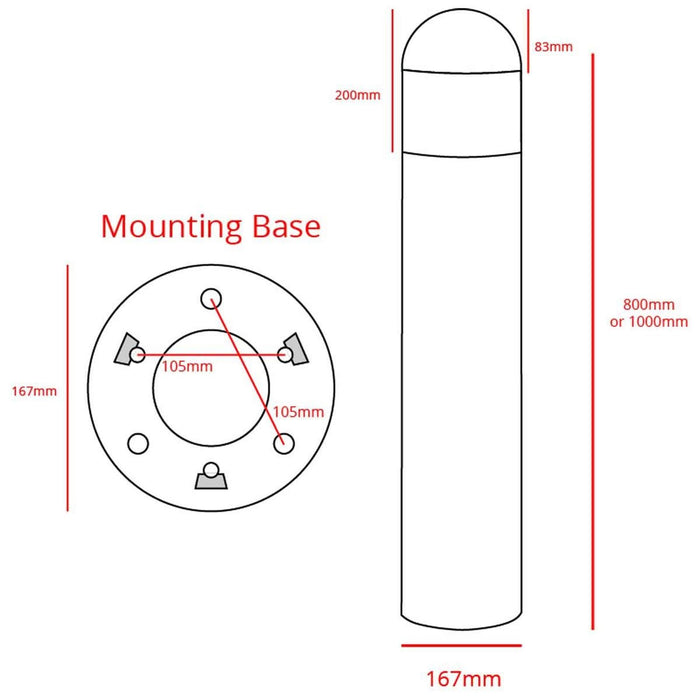 Boleda Ventus 20W LED Bollard Light with Sensor (1M Surface Mount)