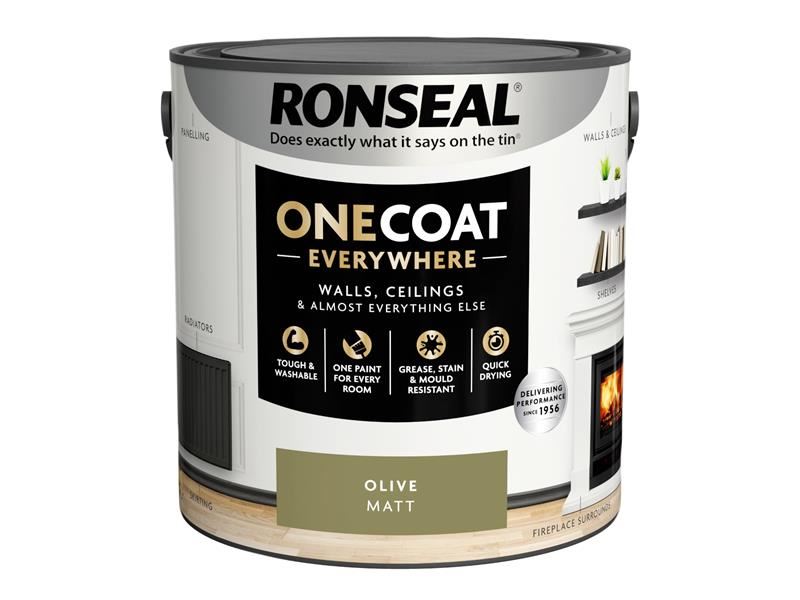 Ronseal One Coat Everywhere Interior Paint Olive Matt 2.5 litre Ronseal - Town Tools