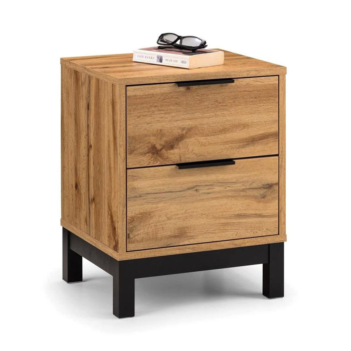 Bali Bedside Unit with 2 Drawers - Oak Finish