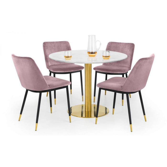 Delaunay Dining Chair Dusky Pink Velvet with Black Legs