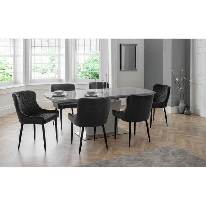 Como Extending Dining Table High Gloss Grey with Chrome Base