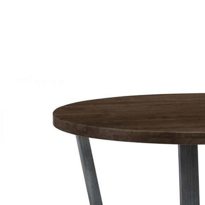 Brooklyn Round Dining Table Dark Oak & Gunmetal Trestle Legs