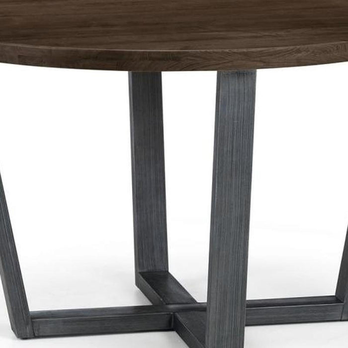 Brooklyn Round Dining Table Dark Oak & Gunmetal Trestle Legs