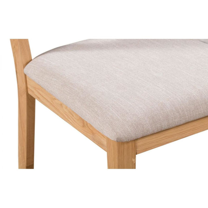 Curve Dining Chair Oak with Grey Linen Seat Pad