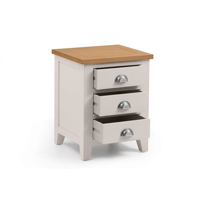 Richmond 3 Drawer Bedside Unit Elephant Grey with Pale Oak Top
