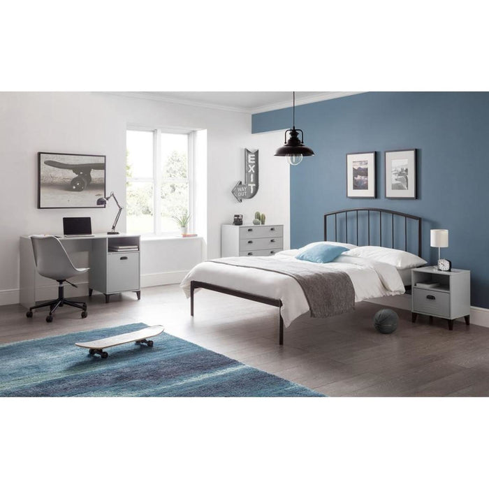 Lakers Locker 1 Drawer Bedside Unit Grey Metal Effect Lacquer
