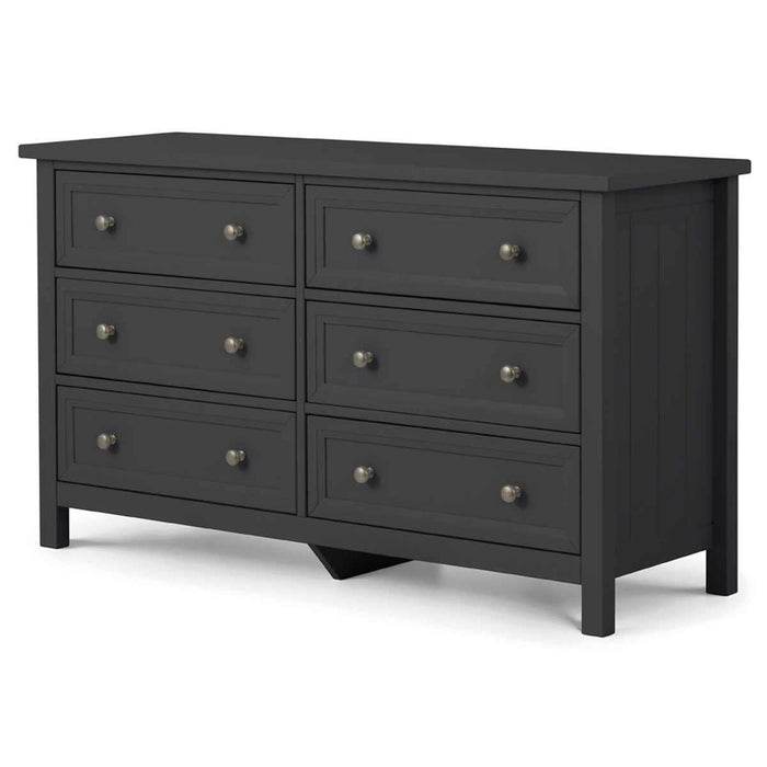 Maine 6 Drawer Wide Chest Unit Anthracite Lacquer