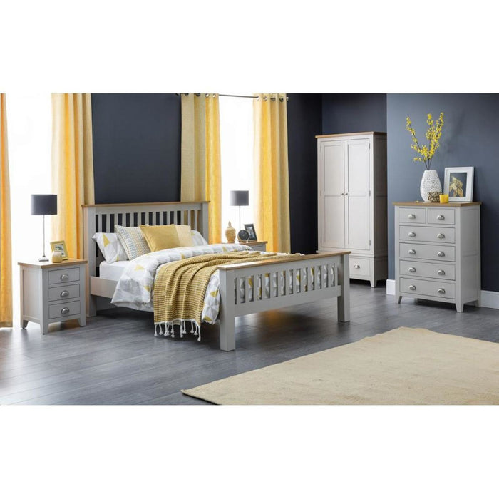 Richmond 3 Drawer Bedside Unit Elephant Grey with Pale Oak Top