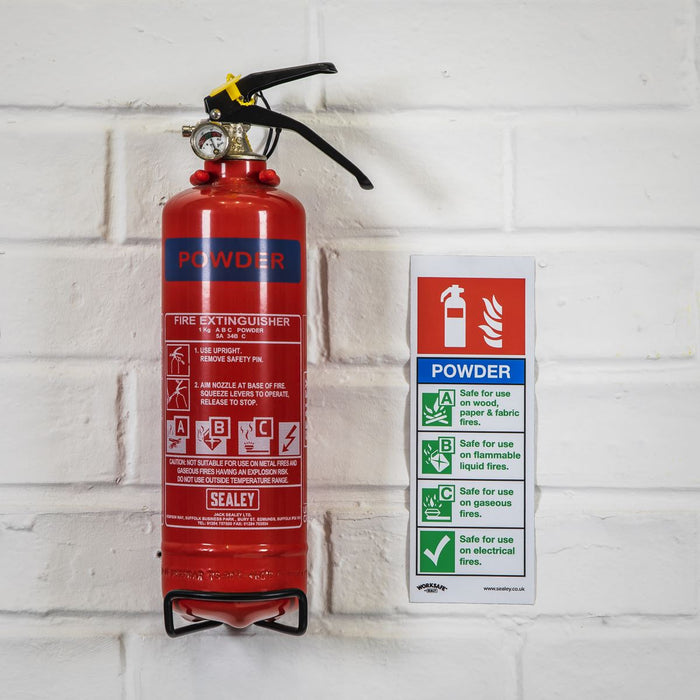 Sealey Safe Conditions Safety Sign Powder Fire Extinguisher Self-Adhesive Vinyl