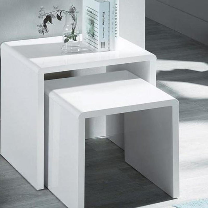 Manhattan High Gloss Nest of 2 Tables White Lacquer