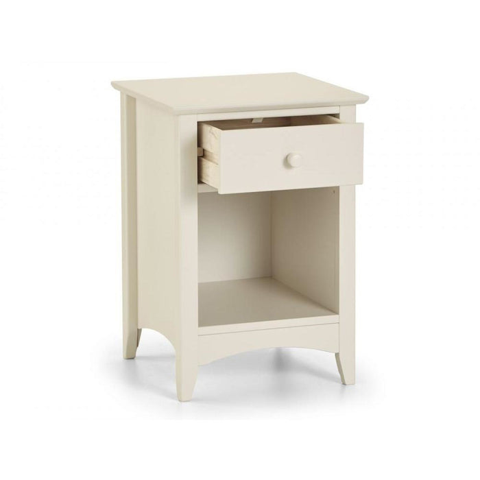 Cameo 1 Drawer Bedside Table Stone White