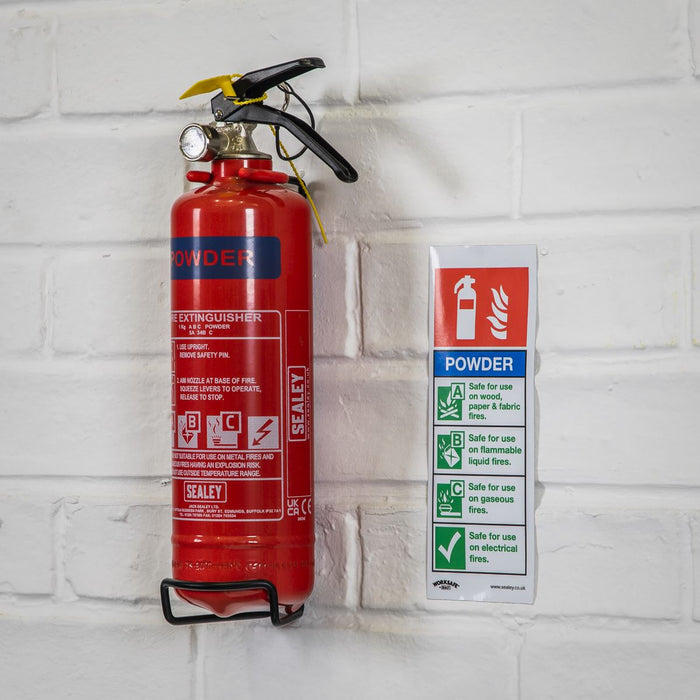 Sealey Safe Conditions Safety Sign Powder Fire Extinguisher Self-Adhesive Vinyl