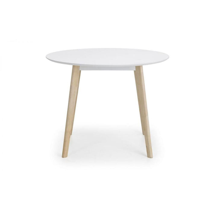 Casa Round Dining Table Matt White Top & Limed Oak Legs