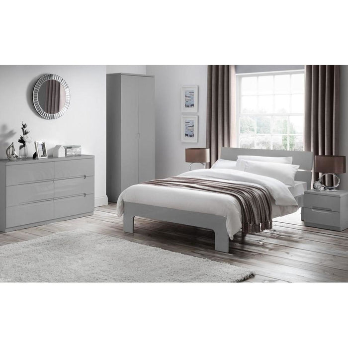 Manhattan 2 Drawer Bedside Unit Grey High Gloss Lacquer