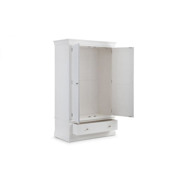 Clermont 2 Door 1 Drawer Wardrobe White Lacquer Finish