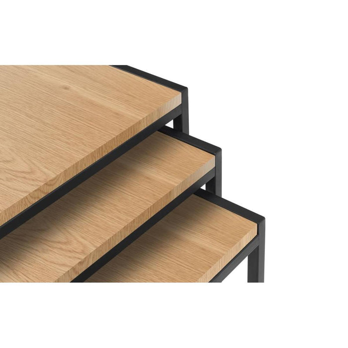 Tribeca Nest of Tables Oak Effect Tops on Black Frames