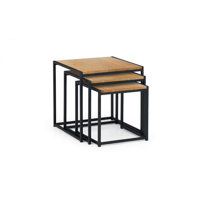 Tribeca Nest of Tables Oak Effect Tops on Black Frames