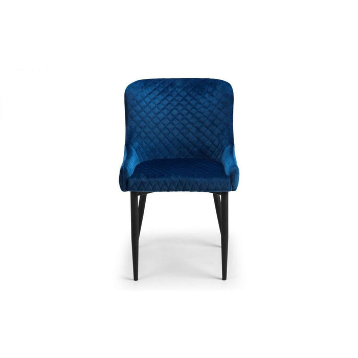 Luxe Dining Chair Blue Velvet Fabric with Black Legs