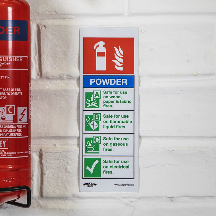 Sealey Safe Conditions Safety Sign Powder Fire Extinguisher Self-Adhesive Vinyl
