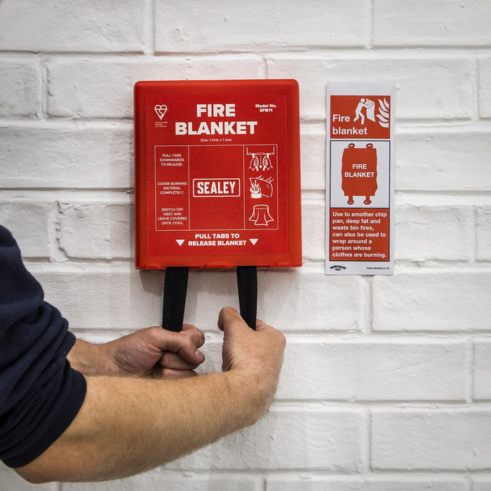 Sealey Safe Conditions Safety Sign Fire Blanket Rigid Plastic SS53P1