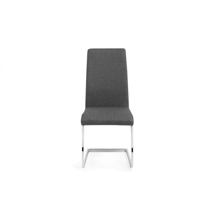 Roma Fabric Cantilever Dining Chair Slate Grey Linen & Chrome