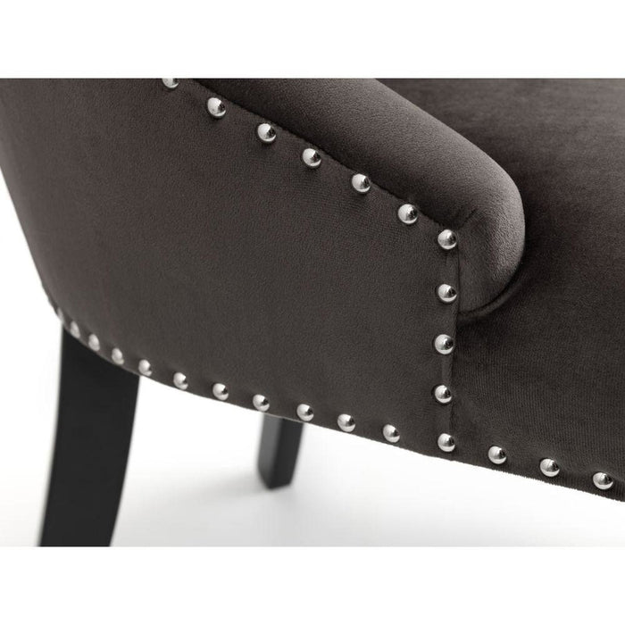Veneto Knockerback Chair (Sold as a Pair) Grey Velvet Fabric