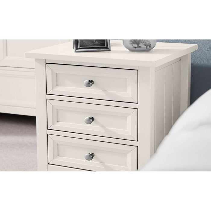 Maine 3 Drawer Bedside Unit Surf White Lacquer