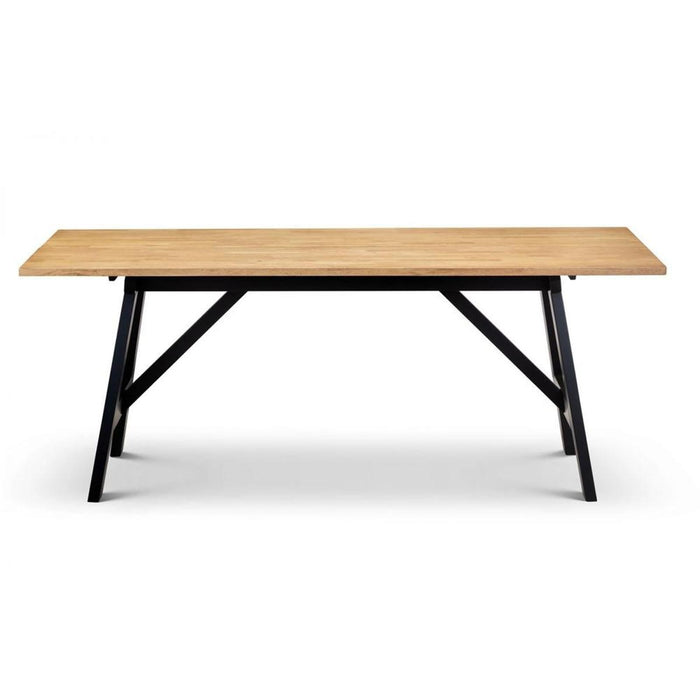 Hockley Dining Table Solid Oak Top with Black Trestle Legs